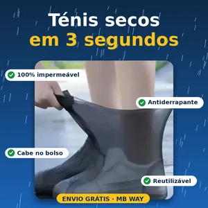 Capas impermeáveis de silicone PassoSeco: ténis secos em 3 segundos, 100% impermeáveis, antiderrapantes, cabem no bolso e reutilizáveis